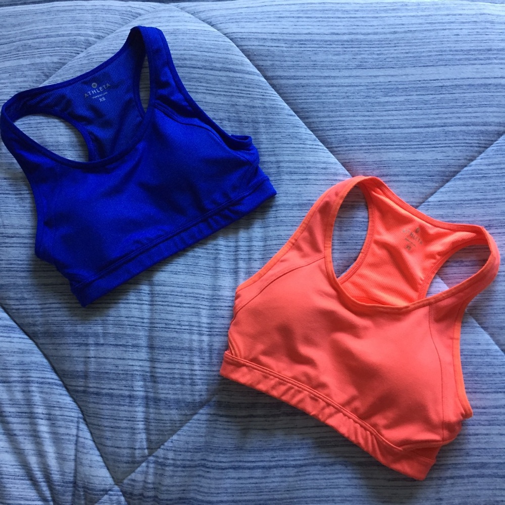 Athleta XS Sports Bra Orange and Blue